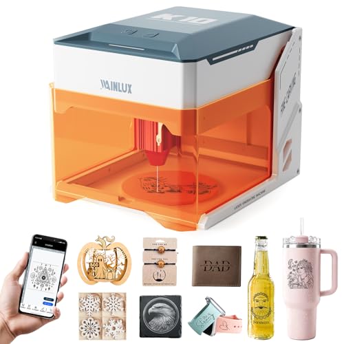 WAINLUXPRO 5W Laser Engraver, Portable Engraving Machine for Wood Leather Glass, 80×80mm, WiFi/USB/Offline, No Assembly Required, Class 1 Safety