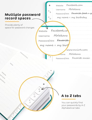 Carnet de mots de passe Molekaus pour changer et modifier ses codes facilement - 4