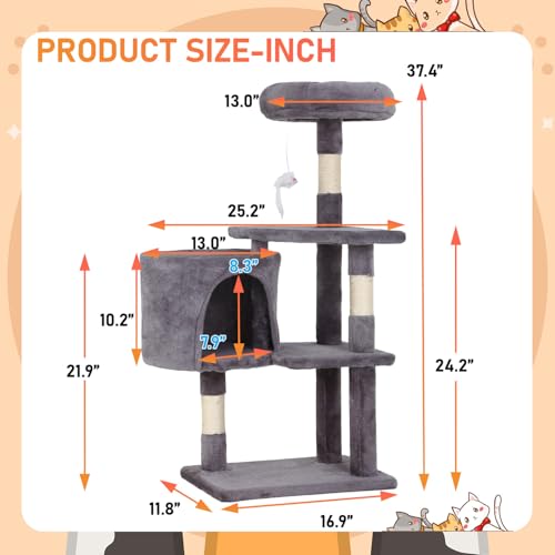 Árbol para Gatos Dopinmin 36" Invierno Interior Gris Claro miniatura 3