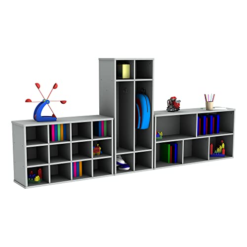 Image of Sprogs Serene Series Two-Section Coat Locker and Cubby Storage for Daycare, Preschool, Kindergarten, Home