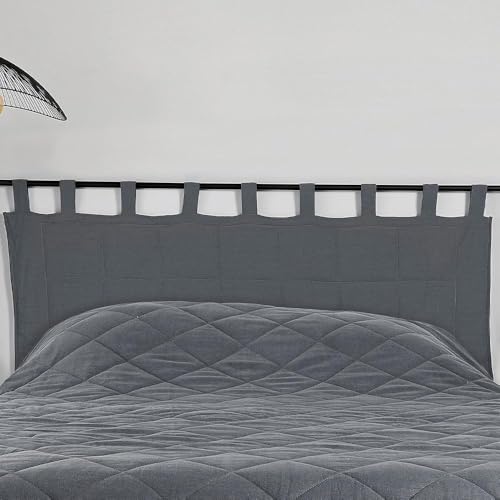 LINDER Tête de lit en tissu rembourré - Tissu tissé et teint en France - Finition Patte -...