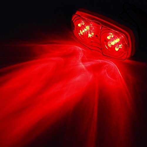 Partsam 5Pcs Double Bubble Bullseye Led Side Marker Clearance Lights Red 10 Diodes Surface Mount Waterproof 4" Rectangular Rectangle Tiger Eye Led Marker Lights For Rv Truck Camper Orv Atv Motorcycle #TOP7