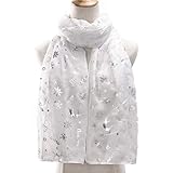 ♠Reno de lámina de plata brillante con purpurina, estampado de hojas y copos de nieve, color sólido, envuelto alrededor del cuello o los hombros