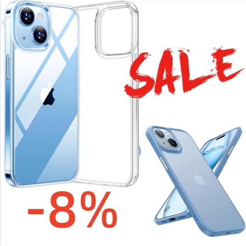TORRAS Shockproof & Diamond Clear Designed for iPhone 15 Case [12FT Military Grade Drop Protection] Protective Hard Slim Phone Case for iPhone 15 Phone Case, Blue & Clear