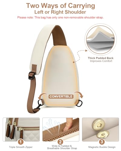 Image of Capolo Sling Bag for Women Men Waterproof Crossbody Bags for Women Trendy Casual Fanny Pack with Convertible Shoulder Strap Chest Bag for Travel Hiking(Beige, Medium)