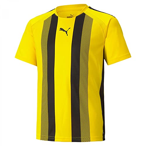 PUMA Unisex Kinder Teamliga Striped Jersey Jr Shirt, Cyber Yellow-puma Black, 152 EU