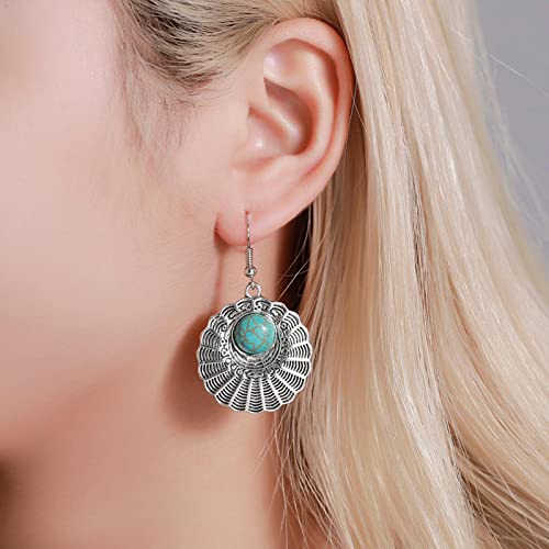 Inateannal Vintage Turquesa Cuelgan Pendientes Étnicos En Forma De Abanico Pendientes De Gancho Declaración Para Las Mujeres Las Niñas Cover
