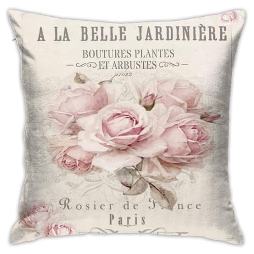 ILPIZZINO Housse de coussin carrée en velours confortable style shabby chic vintage victorien pour lit, canapé, salon, 45,7 x 45,7 cm