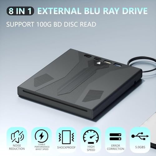 Personaliza lo que necesitas grabadora externa BLU-Ray, compatible con discos de 100 GB, USB 3.0 y reproductor de DVD/CD/BD tipo C, unidad óptica BLU-Ray 3D para laptop - imagen 3
