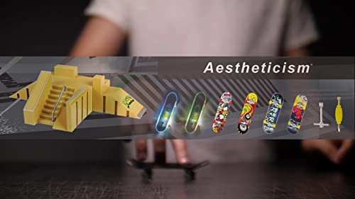 Aestheticism Finger Skateboards Kit 11 Pcs, Finger Boards For Kids, Fingerboard Ramps Toys Set With Skateboards, Ramps, Led Skateboard, Screwdriver - Bigger Skateboard Ramp For Finger Board Training #TOP7