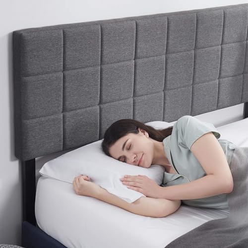 Hearth & Harbor HH-SQTF-HDBRD-F-GREY Headboard Full Size Bed, Square Tufted Linen Headboards, Upholstered Full Size Headboard Only, Bed Frame Mount Bed Headboard, Adjustable Height 34"-42" thumb #8
