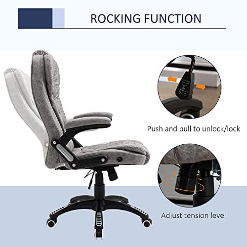 Vinsetto Swivel Task Office Chair for Home Ergonomic Microfibre Computer Chair, with Arm, Adjustable Height, Grey