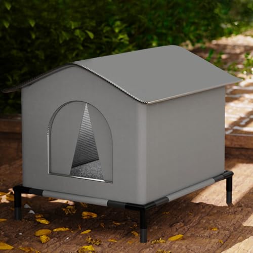 Niche d'extérieur pour chat isolée et imperméable avec coussin et sol surélevé - 4