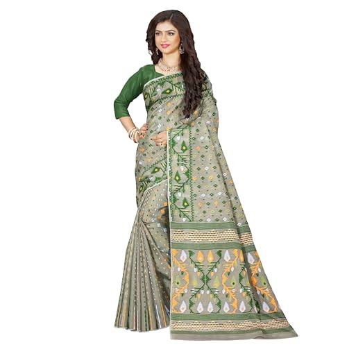 Image of Mayabi Women's Dhakai Jamdani Cotton Silk Saree Traditional Bengali Tant Korat Work, Without Blouse Piece