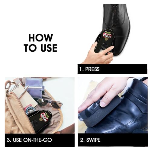 Cherry Blossom Shoe Shiner Sponge Handy Shine Black - 4 g | Leather Shoe Shiner (Pack of 3)