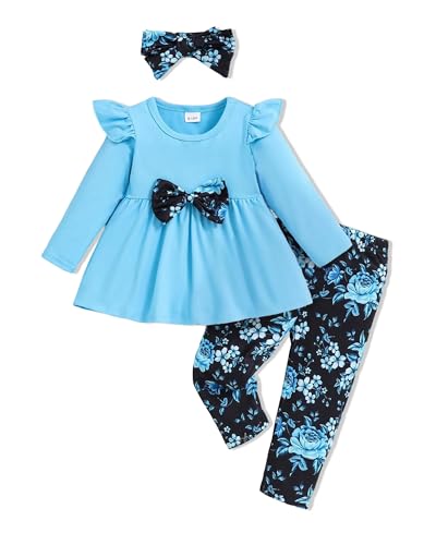 Image of Doresbebe Baby Girl Clothes Toddler Girl Outfits Infant Girl Summer Clothes for Girl Ruffle Shirt Pants+Cute Headband 3PCS