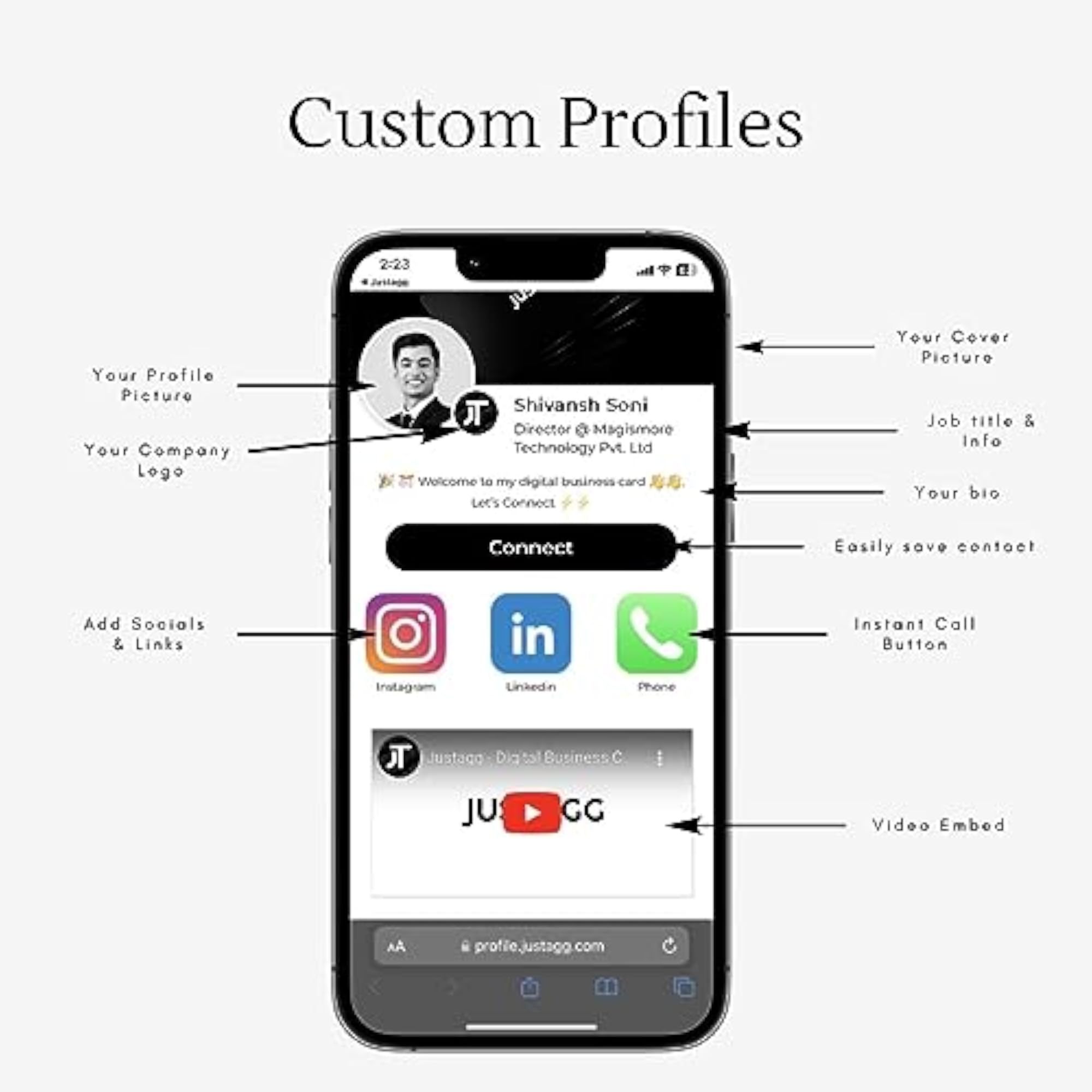 Digital Business Card, Instantly Share Info & Social Media