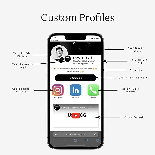 Image of Digital Business Card - Smart NFC Contact and Networking Card (Black) (Aurora)