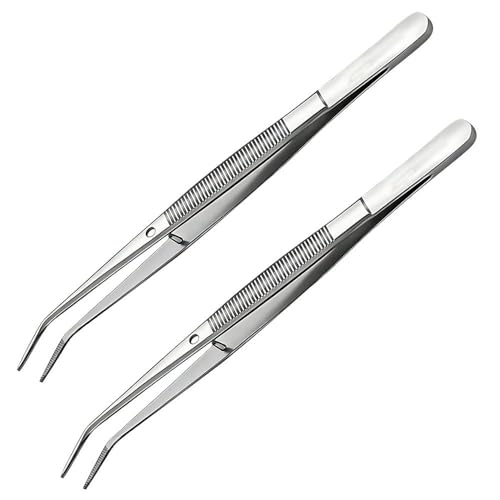 Pinzas de Codo de Acero Inoxidable, 2 Pcs Máquina de Coser Pinzas, con Puntas Dentadas de Precisión, Antideslizantes Multiusos