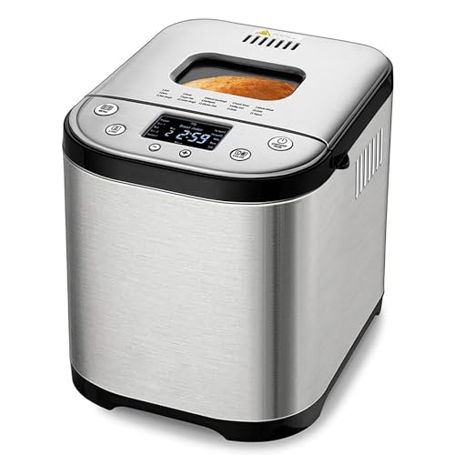 Máquina para hacer pan, panificadora automática, tostadora eléctrica, con 15 menús y recetas preestablecidas, temporizador de retardo de 15 horas y ajuste de 1 hora para mantener caliente, para horn