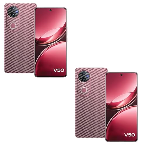 Image of (Pack of 2) Compatible with Skin Sticker /Vinyl wrap /Protective Film Mobile Back Skin Carbon Fiber 3D Transparent by Candeal Mizhan(Only Back) (Vivo, Vivo V50)