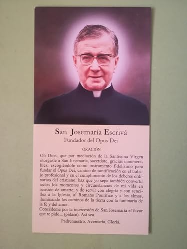 Genérico Estampa religiosa San Josemaria Escriva Fundador del Opus Dei Oracion