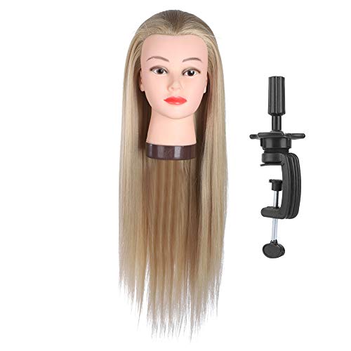Makeup Training Head with Hair, Hair Mannequin Head Cosmetology Doll Head Hairdresser Training Practice Head for Wig Blond Golden Brown - Image 2