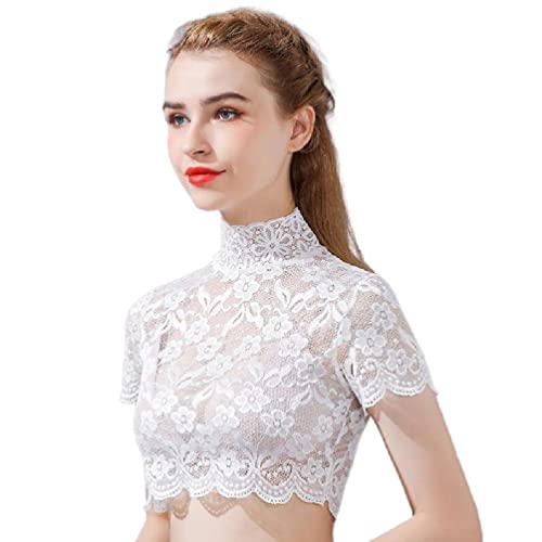 KLOVA Femmes Automne Printemps Col Roulé Col Amovible Élégant Dentelle