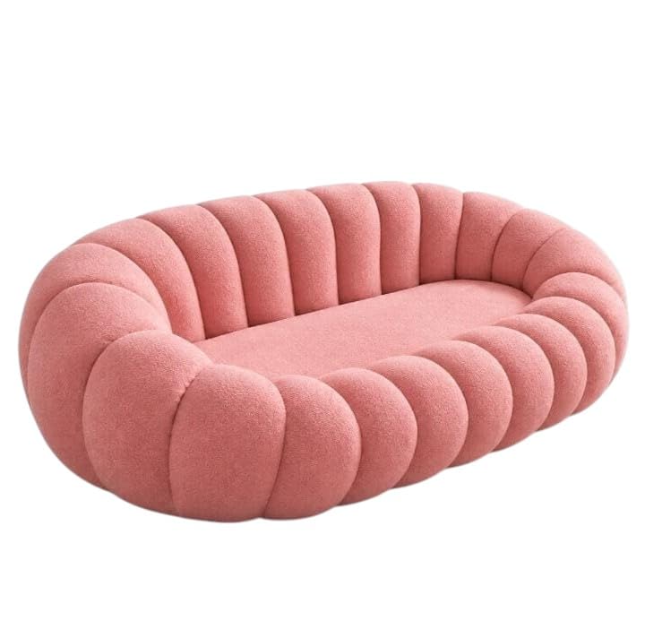 Image of CRAFTCITY 2 Seater Pumpkin Sofa /Loveseat with Accent Pillows |Living Room Couch