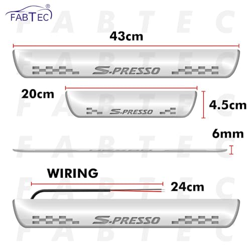 Image of Fabtec Car Door Foot Step Sill Plate with Mirror Finish LED Sill Plate Compatible with S Presso Set of 4pc, Blue (6 Month Warranty)