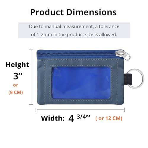 Image of RFID Blocking Travel Wallet with Adjustable Lanyard, Small Nylon Zipper Pouch and Badge Holder for ID, Credit Cards, Cash, Keys, Commuters (Blue+SlateBlue)