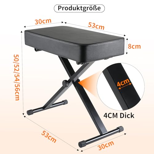 Tabouret Piano Reglable en Hauteur 50-52-54-56CM, Banc Piano avec Coussin en PU de 8CM, Banquette Piano Pliable, Siege Piano en Forme de X, Chaise Piano Tabouret de Piano Capacité Portante 100KG, Noir - Les Beatles, Paul McCartney, John Lennon, RIngo Starr, George Harrison Tabouret Piano Reglable en Hauteur 50-52-54-56CM, Banc Piano avec Coussin en PU de 8CM, Banquette Piano Pliable, Siege Piano en Forme de X, Chaise Piano Tabouret de Piano Capacité Portante 100KG, Noir – Image 4