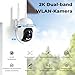 Suloron 2K Überwachungskamera Aussen, WLAN 360° Kamera 3MP 2.4G & 5G WiFi mit Farbiger Nachsicht, IP66, Zwei-Wege-Audio,Mensch Bewegungsmelder, Automatische Nachverfolgung, 24/7 Recording, 2er-Pack