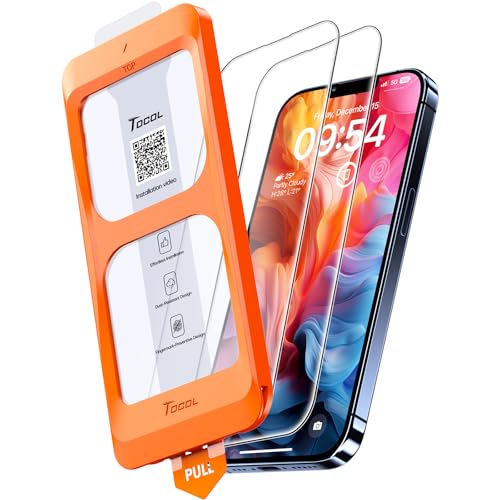 TOCOL 2 Pack for iPhone 13 Pro Screen Protector 6.1-Inch Instant Installation Military Grade Shatterproof Tempered Glass Case Friendly HD Clear Coverage