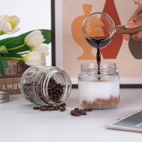Image of Amzcku 8 oz Vintage Mason Jars with Lids, Regular Mouth Canning Jar, Safe For Storage, Canning, Pickling, Preserving, Fermenting, DIY Crafts & Decor 12 Pack