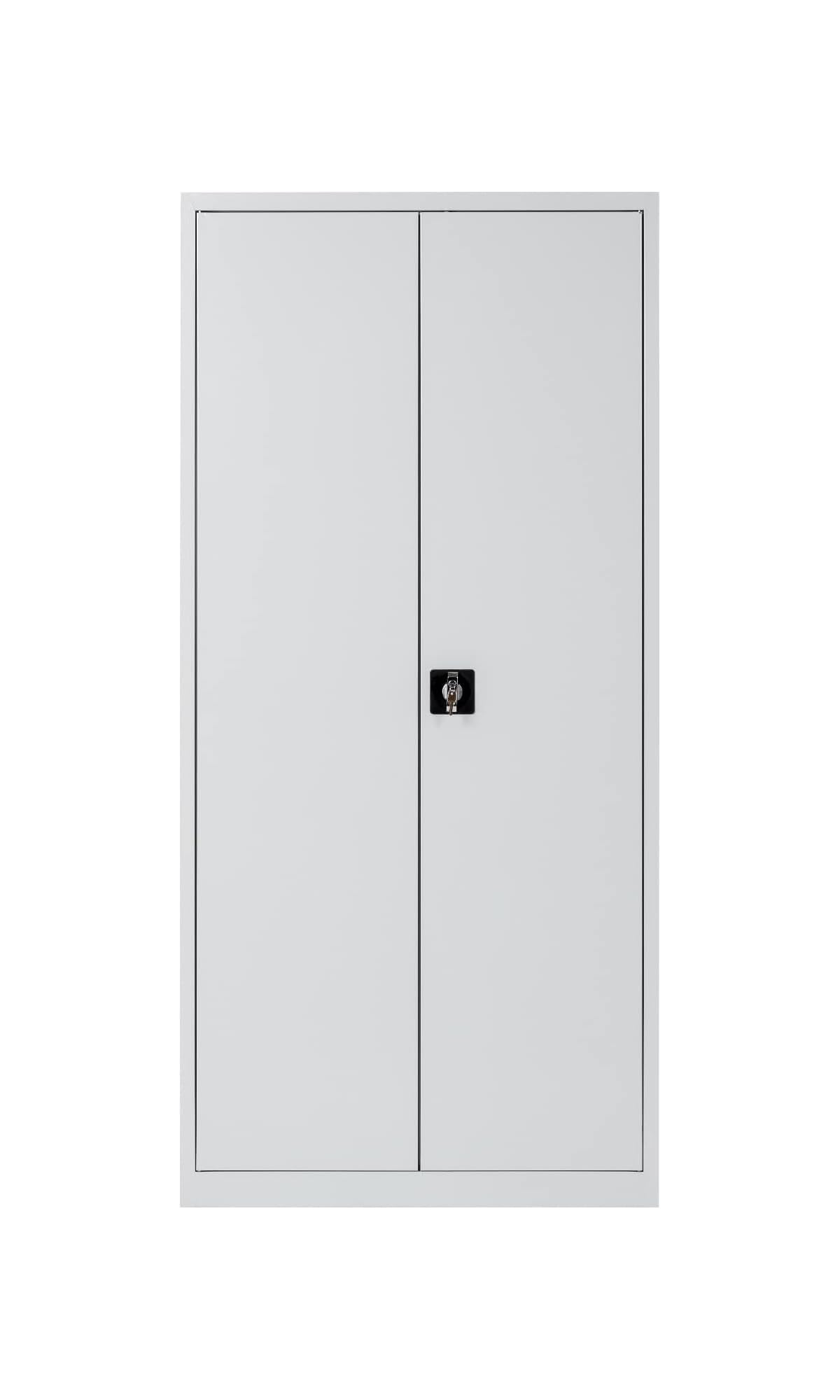 furni24 Aktenschrank, fertig montiert, 180x80x38cm, Stahlflügeltürschrank Materialschrank, Abschließbarer Spind, Aktenschrank mit 5 Fächern, Werkzeugschrank, Mehrzweckschrank, Universalschrank, grau