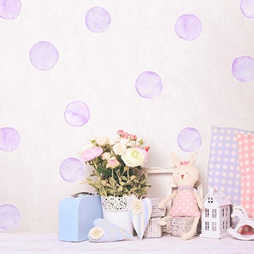 Watercolor Polka Dot Wall Decals Purple Dots Wall Sticker for Kids Baby Girls Living Room Bedroom Playroom (6 Sheets)