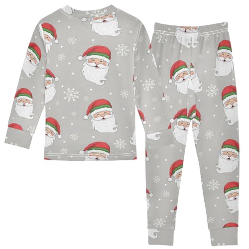 Pajama Sets Long Sleeve Santa Claus Snowflakes Pattern Soft Comfy Sleepwear 2 Piece PJS 3-8T3