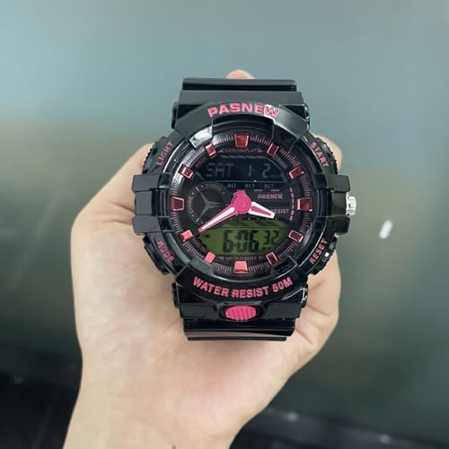 Image of PASNEW Boys' Watches - Dual Display, Large Dial Sport Watch, Black Outdoor Watch for Boys & Teens - Waterproof