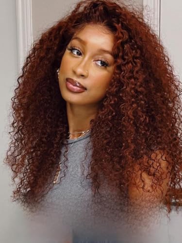 Image of Sunber Bye Bye Knots Glueless Reddish Brown Curly 7x5 Lace Front Human Hair