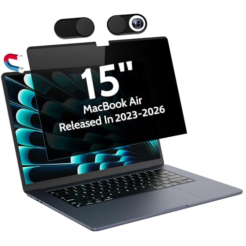 Peslv Magnetic Privacy Screen for MacBook Air 15 Inch (2023-2026 M2 M3 M4 M5) - A2941 A3114 A3241 A3448 15inch Removable Matte Anti Blue Light Glare Filter for Mac Air 15.3 Laptop Computer