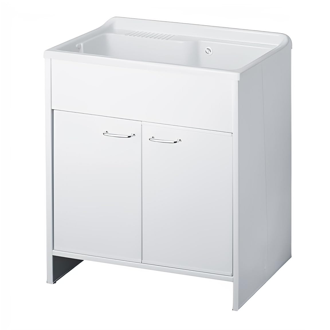 Negrari Lavatoio in Resina PVC per ambienti umidi, Resistente nel tempo, Kit di scarico incluso, L80 x P50 x H85, Bianco
