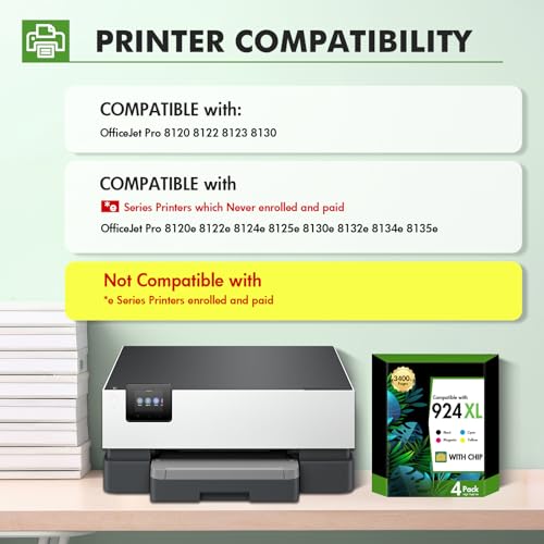 924XL 924 Patronen Multipack 8132e 8122e Kompatibel für HP 924 Patronen XL für HP924 924e für HP OfficeJet Pro 8132e 8122e 8120e 8130e 8124e 8125e Druckerpatronen mit Chip (Schwarz Cyan Magenta Gelb)