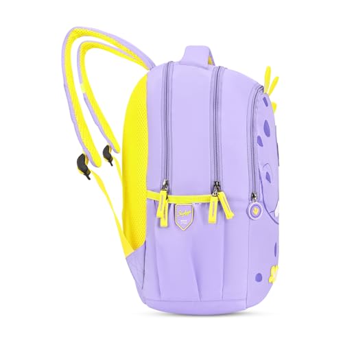 Skybags Buddy 03 Dino 20 Liters Premium Polyester Fabric School Backpack for Kids with Multiple Compartments and Adjustable Strap - Boys & Girls (Yellow & Purple) - Image 8
