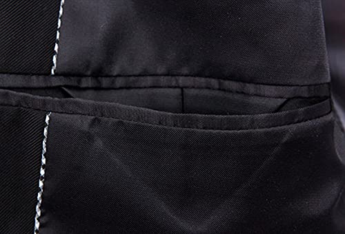 Men's 3 Pieces Business Suit 1 Buttons Slim Fit Solid Color Jacket Tuxedo Suits Elegant Wedding Formal Blazer Vest Pants (Black,Small) #TOP4