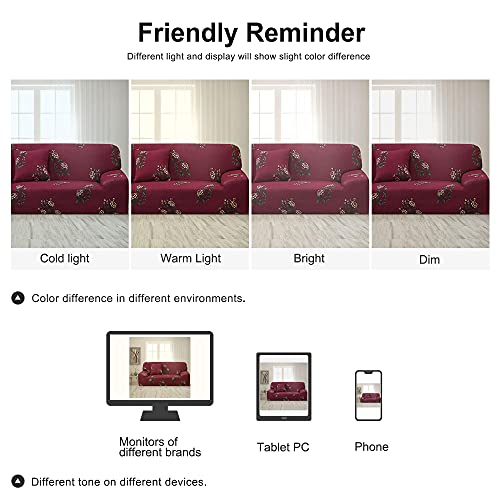 Uxcell Stretch Sofa Cover Floral Printed Couch Slipcover For Sofas Loveseat Armchair Universal Elastic Furniture With One Pillowcase, Medium #TOP7