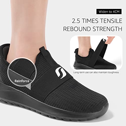 Stq Slip On Sneakers Women Walking Shoes Arch Support Tennis Shoes For Gym Workout Work All Black 7 Us #TOP5