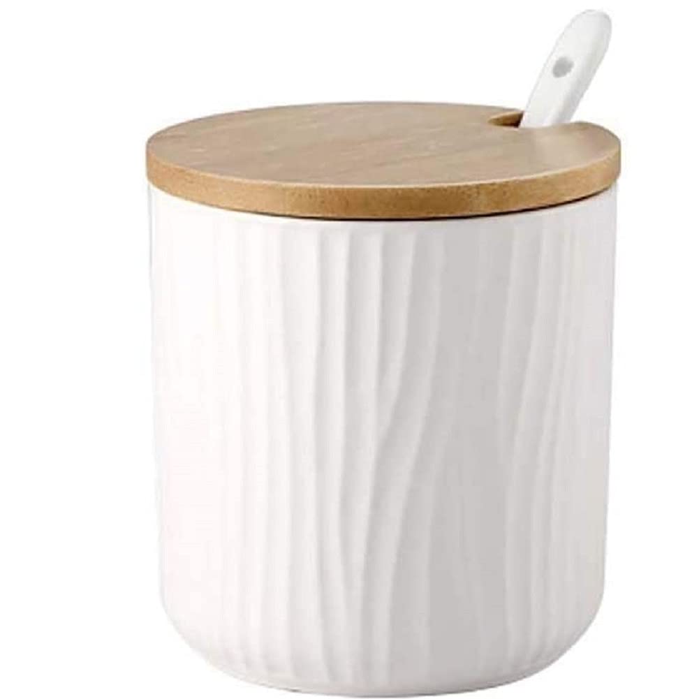 Zuckerdose Gewürzdose aus Keramik 8.5x8cm Gewürzgläser Gewürzbehälter mit Deckel und Löffel Marmeladendose Vorratsdose für Küche Esszimmer Café (Grün)