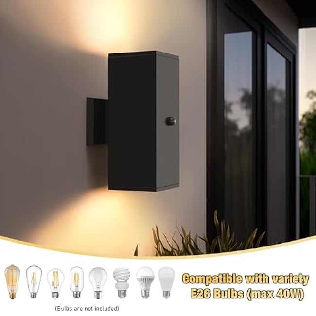 Motion Sensor Outdoor Light Fixture Wall Mount Wall Sconce Lamp Black Coach Lights