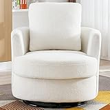 ODUWA Swivel Barrel Chair,31.9" W Modern Round Accent Arm Chairs Teddy Sherpa Upholstered Comfy 360